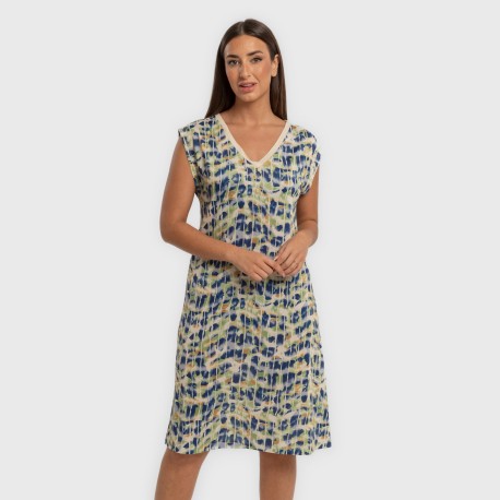 Vestido corto manga fluida soft Misuri azul vestidos-y-blusones-mujer
