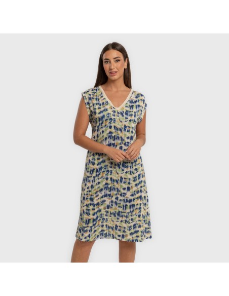 Vestido corto manga fluida soft Misuri azul vestidos-y-blusones-mujer