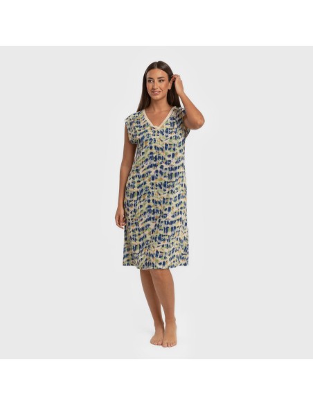 Vestido corto manga fluida soft Misuri azul vestidos-y-blusones-mujer