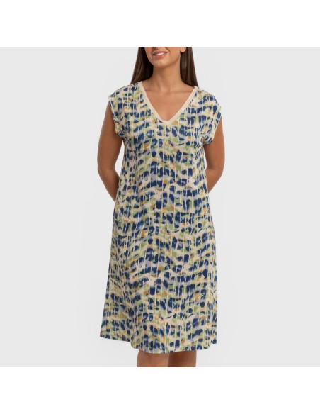 Vestido corto manga fluida soft Misuri azul vestidos-y-blusones-mujer