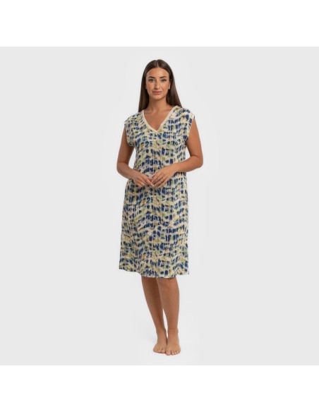 Vestido corto manga fluida soft Misuri azul vestidos-y-blusones-mujer