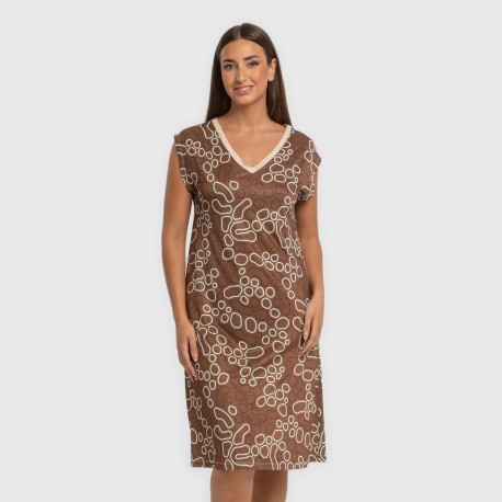 Vestido corto manga fluida soft Zendaya marrón vestidos-y-blusones-mujer