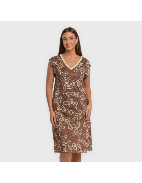 Vestido corto manga fluida soft Zendaya marrón vestidos-y-blusones-mujer