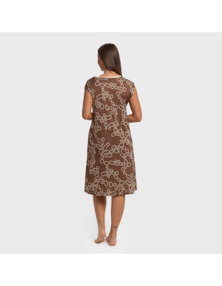 Vestido corto manga fluida soft Zendaya marrón vestidos-y-blusones-mujer