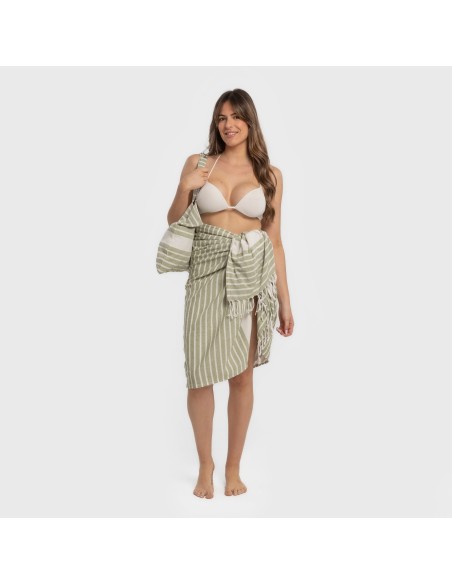 Pack Toalla Pareo + Bolso Raya algodón playa
