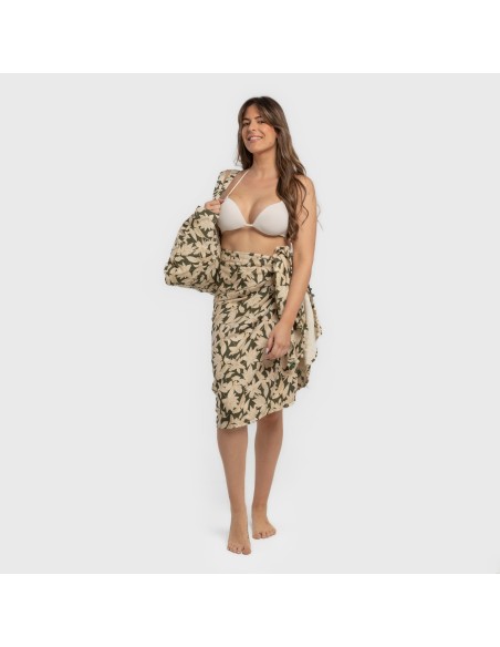 Pack Toalla Pareo + Bolso Charamo verde caceria playa