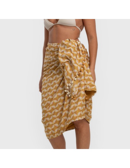 Pack Toalla Pareo + Bolso Calsita ocre playa