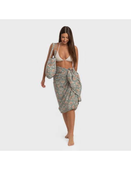 Pack Toalla Pareo + Bolso Venus agua marina playa