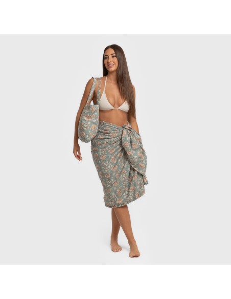 Pack Toalla Pareo + Bolso Venus agua marina playa