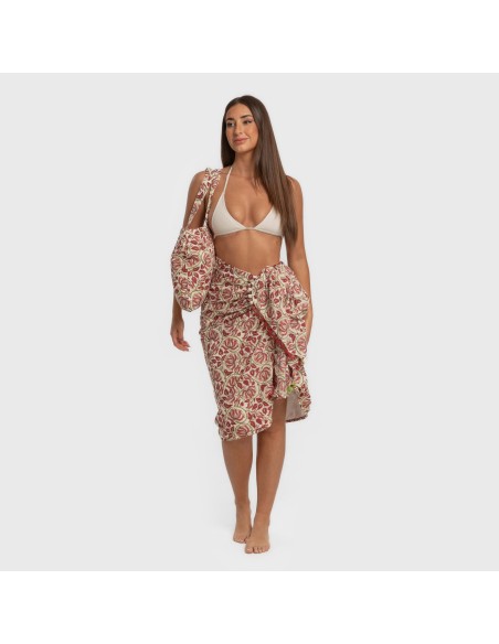 Pack Toalla Pareo + Bolso Venus marsala playa