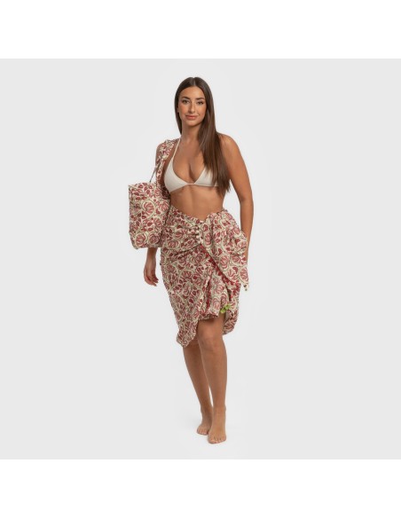 Pack Toalla Pareo + Bolso Venus marsala playa