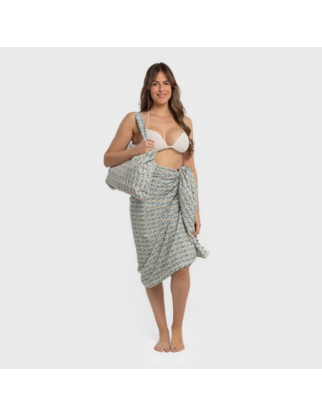 Pack Toalla Pareo + Bolso Eloina agua marina playa