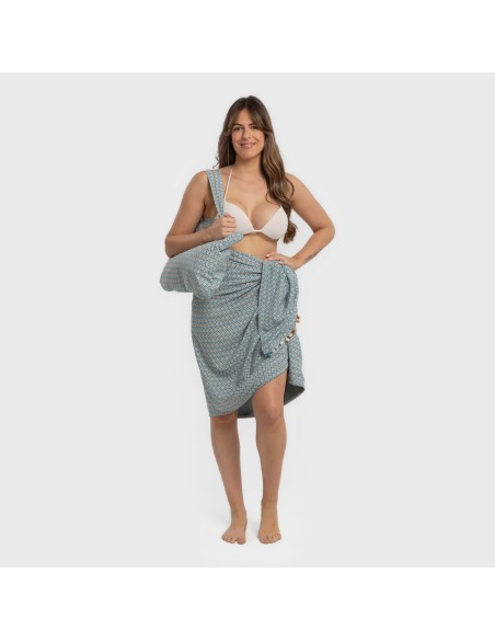 Pack Toalla Pareo + Bolso Dulcinea agua marina playa