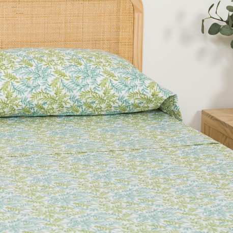 Juego de sábanas algodón percal Zafra verde sabanas-de-percal