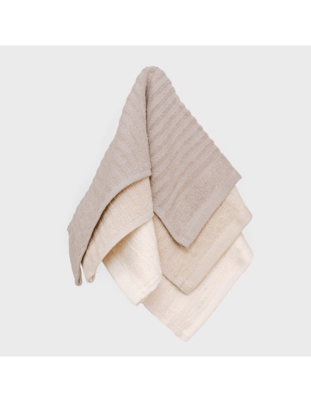 Set 3 paños de cocina algodón liso natural/gris/topo panos-de-cocina