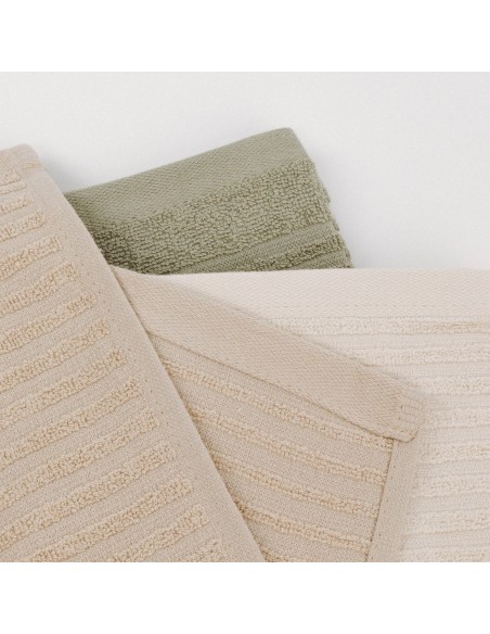 Set 3 paños de cocina algodón liso natural/topo/verde seco panos-de-cocina