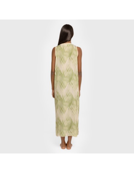 Vestido largo tirantes satén Lisa verde vestidos-y-blusones-mujer