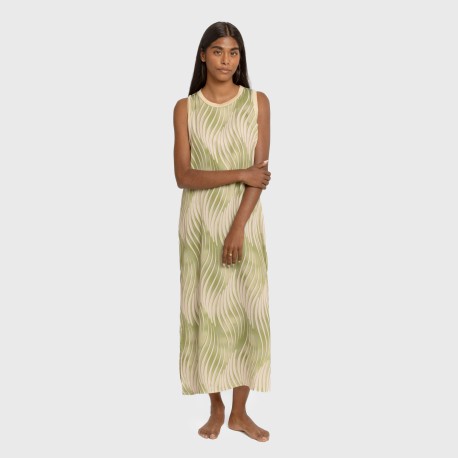 Vestido largo tirantes satén Lisa verde vestidos-y-blusones-mujer