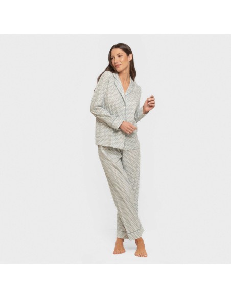 Pijama largo camisero algodón mujer Dune indigo pijamas-largos-de-mujer