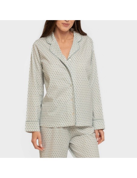 Pijama largo camisero algodón mujer Dune indigo pijamas-largos-de-mujer