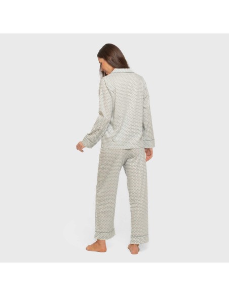 Pijama largo camisero algodón mujer Dune indigo pijamas-largos-de-mujer