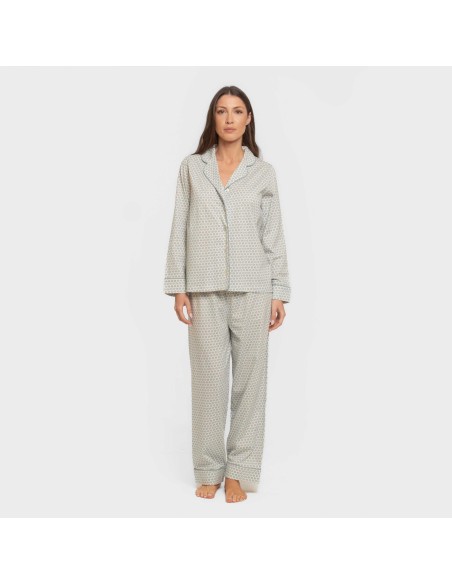 Pijama largo camisero algodón mujer Dune indigo pijamas-largos-de-mujer