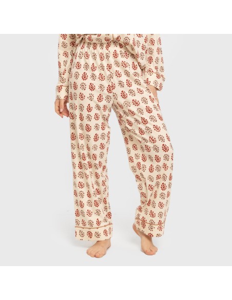 Pijama largo camisero algodón mujer Brianda teja pijamas-largos-de-mujer
