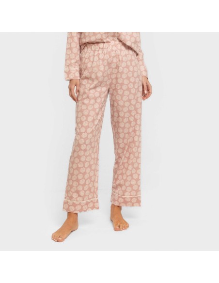 Pijama largo camisero algodón mujer Medusa rosa pijamas-largos-de-mujer