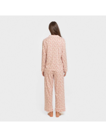 Pijama largo camisero algodón mujer Medusa rosa pijamas-largos-de-mujer