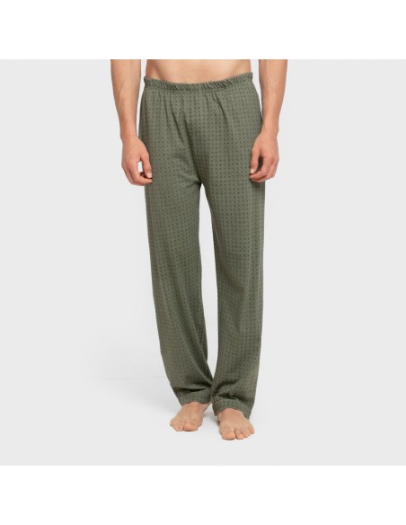 Pijama largo camisero algodón hombre Conde verde caceria pijamas-largos-hombre