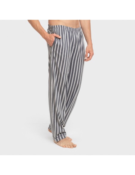 Pijama largo camisero algodón hombre Raya Marsella indigo pijamas-largos-hombre