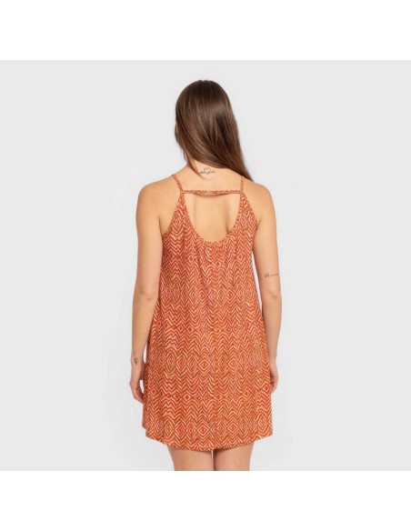 Vestido corto tirantes crepe Silda teja vestidos-y-blusones-mujer