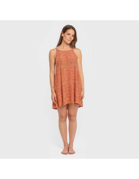 Vestido corto tirantes crepe Silda teja vestidos-y-blusones-mujer