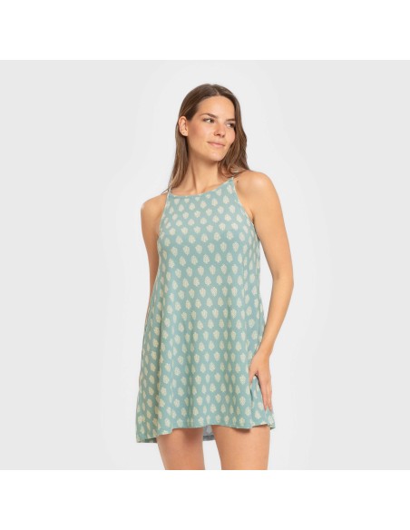 Vestido corto tirantes crepe Soma verde francés vestidos-y-blusones-mujer