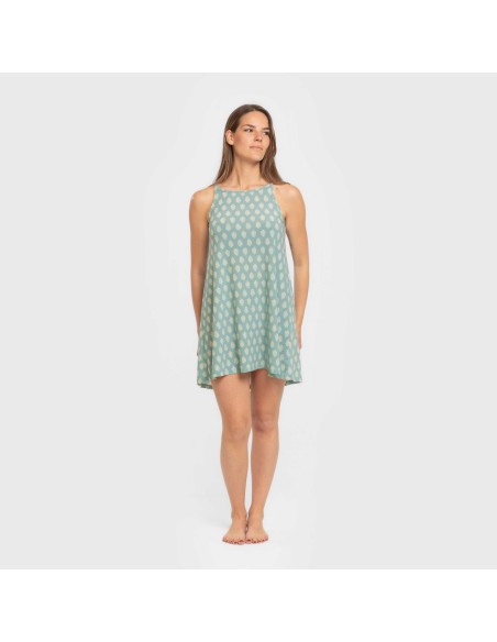 Vestido corto tirantes crepe Soma verde francés vestidos-y-blusones-mujer