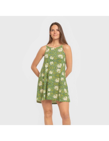 Vestido corto tirantes crepe Priya verde vestidos-y-blusones-mujer