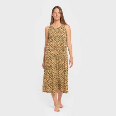 Vestido largo tirantes crepe Alhambra verde vestidos-y-blusones-mujer