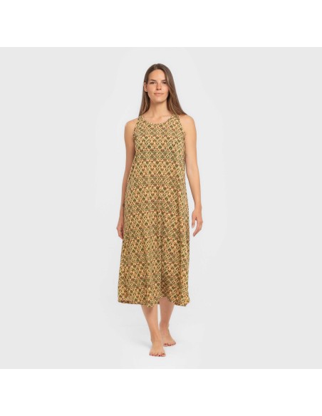 Vestido largo tirantes crepe Alhambra verde vestidos-y-blusones-mujer