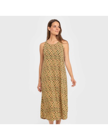 Vestido largo tirantes crepe Alhambra verde vestidos-y-blusones-mujer