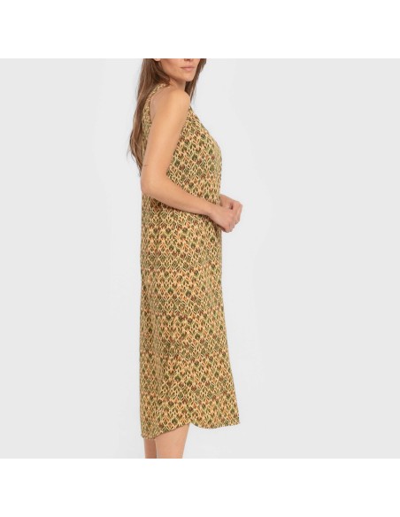 Vestido largo tirantes crepe Alhambra verde vestidos-y-blusones-mujer