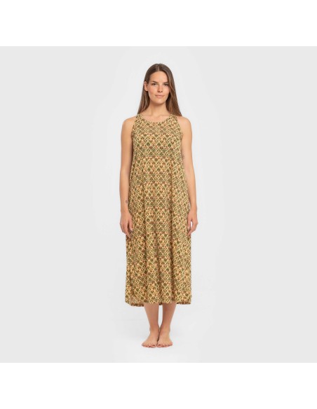 Vestido largo tirantes crepe Alhambra verde vestidos-y-blusones-mujer