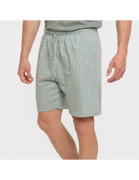 Pijama corto algodón hombre Sassy verde azulado pijamas-cortos-hombre
