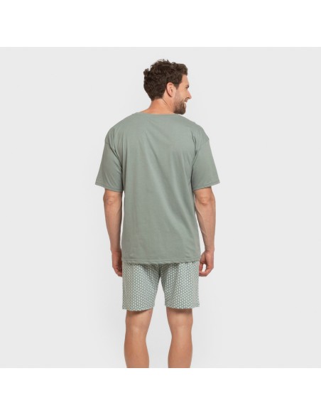 Pijama corto algodón hombre Sassy verde azulado pijamas-cortos-hombre