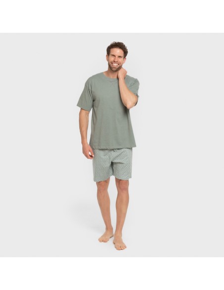 Pijama corto algodón hombre Sassy verde azulado pijamas-cortos-hombre