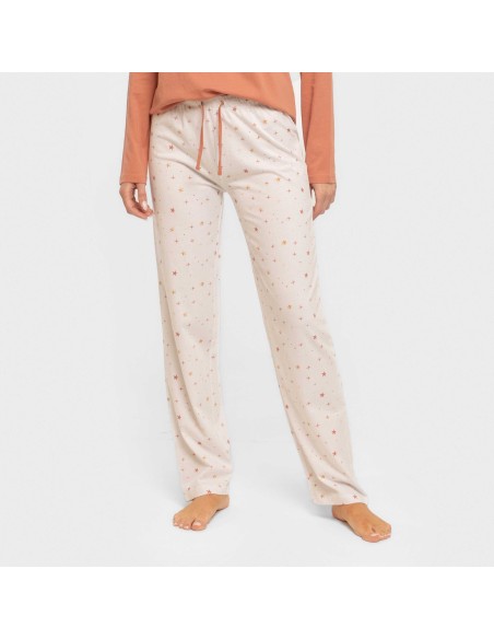 Pijama largo algodón Condy ocre - caldera pijamas-largos-de-mujer