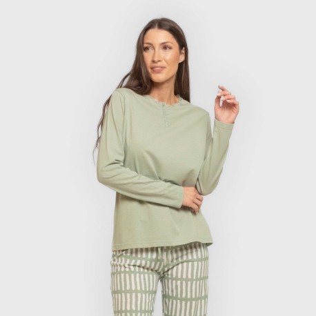 Pijama largo algodón Lemonade verde keike pijamas-largos-de-mujer