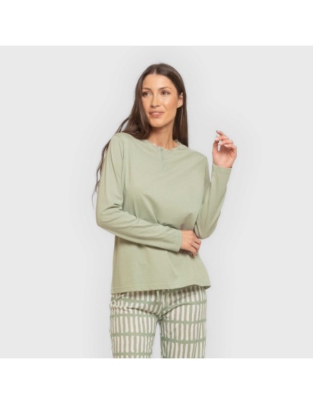 Pijama largo algodón Lemonade verde keike pijamas-largos-de-mujer