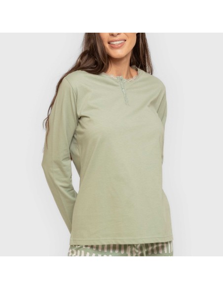 Pijama largo algodón Lemonade verde keike pijamas-largos-de-mujer