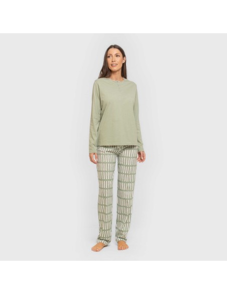 Pijama largo algodón Lemonade verde keike pijamas-largos-de-mujer