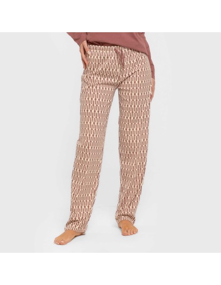 Pijama largo algodón Eucalipto malva rosa pijamas-largos-de-mujer
